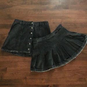 Two black jean skirts